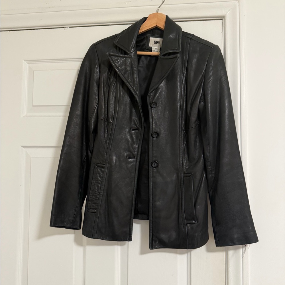 Vintage BP Black Leather Button-Front Blazer